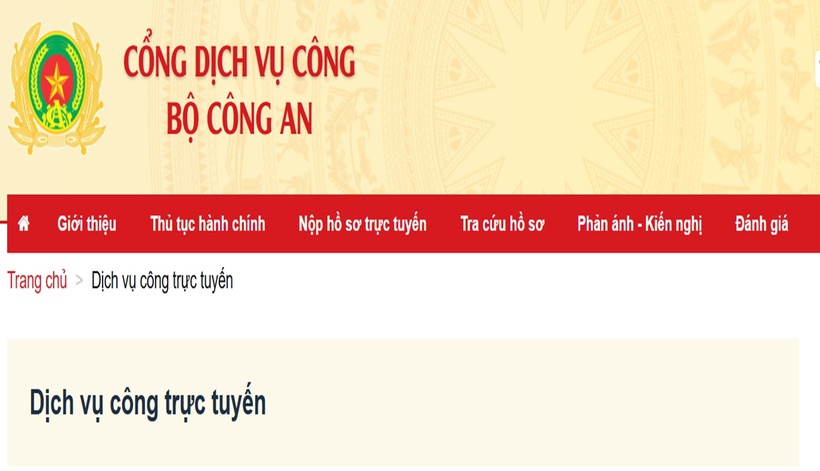 Ảnh: Dịch vụ công Bộ Công an.