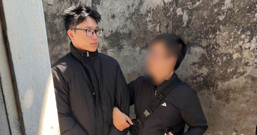 Đối tượng Nguyễn Duy Khánh tại hiện trường.