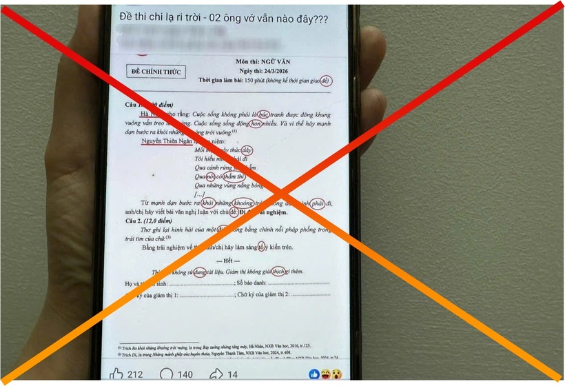 Đề thi học sinh giỏi môn ngữ văn sai chính tả được đăng tải trên mạng xã hội. Ảnh: Dân trí