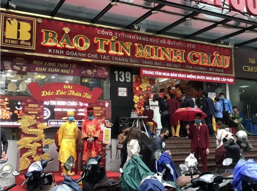Cửa hàng Bảo Tín Minh Châu 139 Cầu Giấy (Hà Nội). (Ảnh: Công lý)