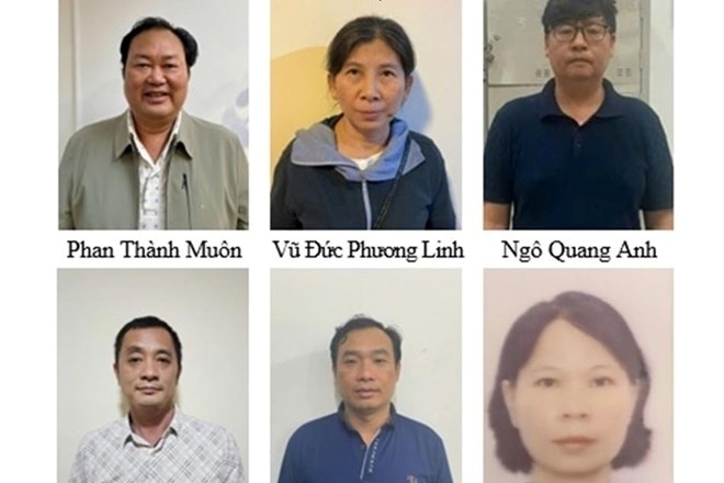 Phan Thành Muôn - Chủ tịch Công ty Cổ phần Tập đoàn Khoáng sản Đầu tư Hưng Thịnh và các đồng phạm bị truy tố. Ảnh: Lao động