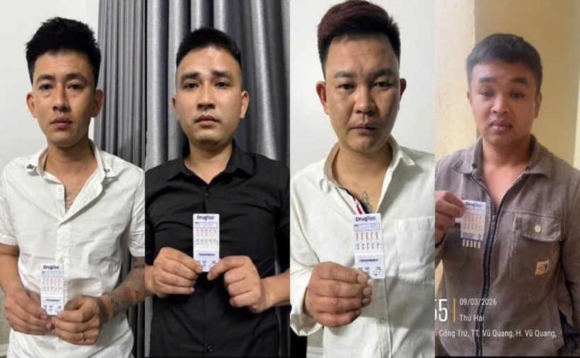 Các đối tượng bị bắt giữ. (Ảnh: Công an tỉnh Hà Tĩnh)