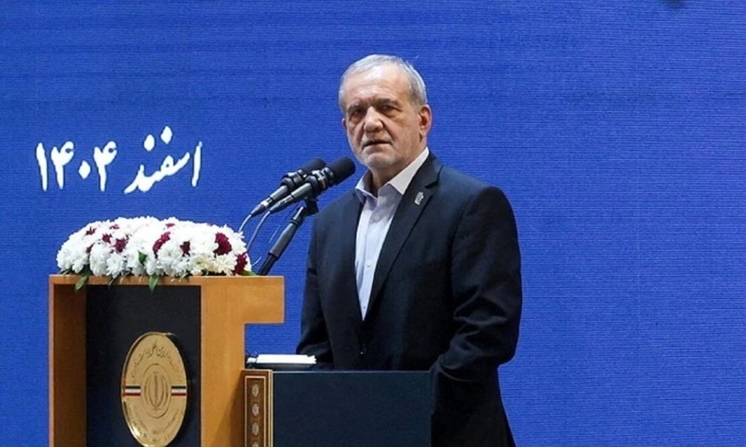 Tổng thống Iran Masoud Pezeshkian phát biểu tại Tehran ngày 21/2. Ảnh:&nbsp;Văn phòng Tổng thống Iran