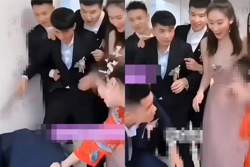 Tình huống trớ trêu này chỉ được tháo gỡ khi cô dâu thật đang ngồi trên giường vội vàng kéo chú rể lại và lên tiếng. Ảnh: Saostar.