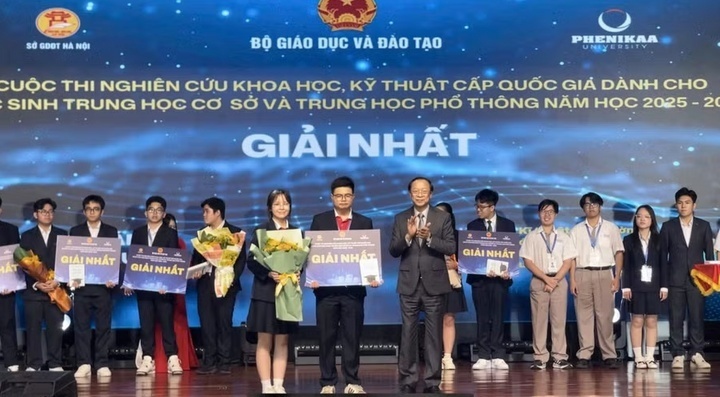 Một dự án được trao giải Nhất tại Cuộc thi nghiên cứu khoa học, kỹ thuật cấp quốc gia dành cho học sinh THCS và THPT năm học 2025-2026. Ảnh: Giáo dục & Thời đại