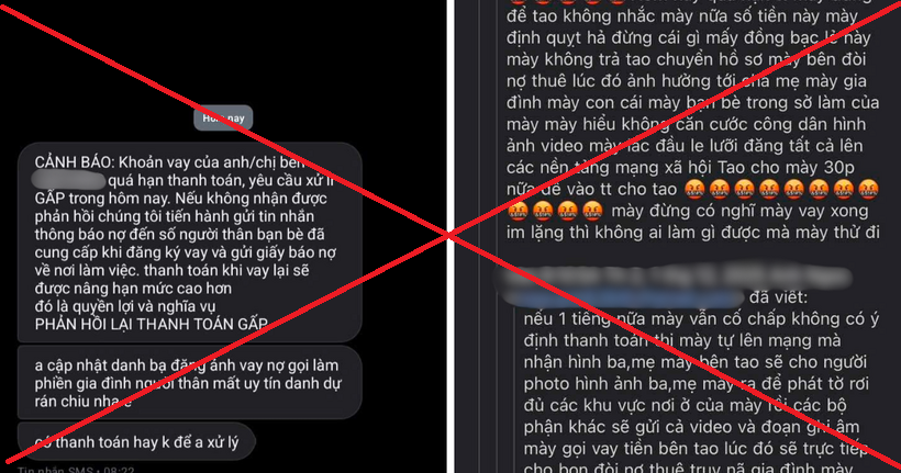 Những đoạn tin nhắn "sặc mùi" đe dọa, gây áp lực lớn đến các "con nợ".