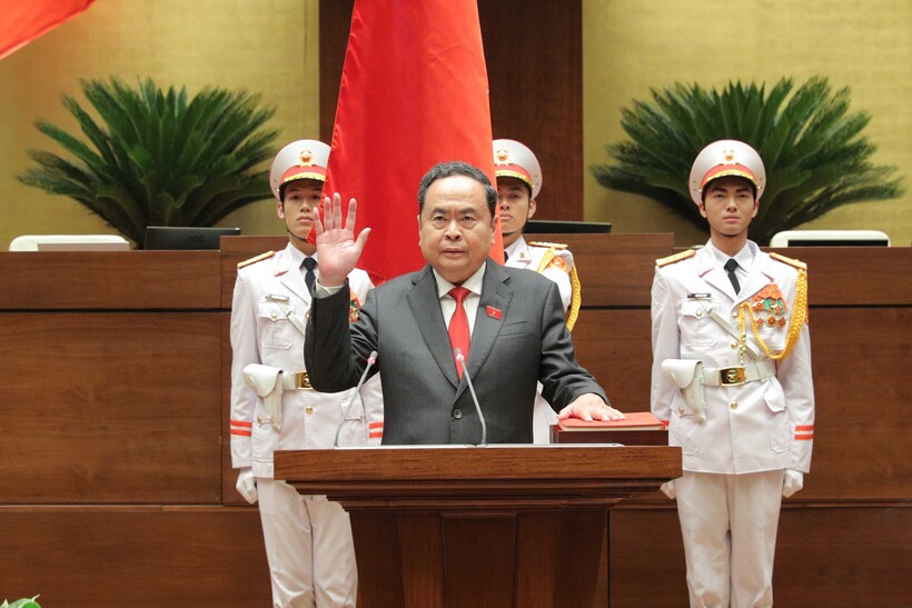 Chủ tịch Quốc hội Trần Thanh Mẫn tuyên thệ nhậm chức (Ảnh: Hồ Long).