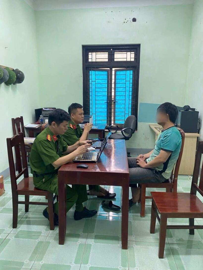 Hình ảnh đối tượng tại cơ quan công an. Ảnh: Công an Phú Thọ