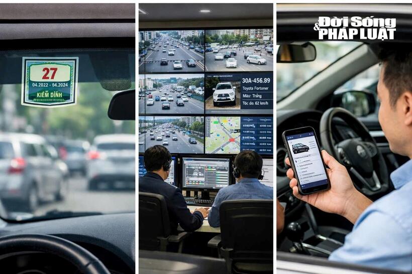 Từ 1/1/2027, ôtô sẽ được quản lý kiểm định bằng hệ thống điện tử kết hợp camera AI, thay cho tem truyền thống trên kính, giúp giảm thủ tục hành chính và nâng cao hiệu quả giám sát. Ảnh minh họa