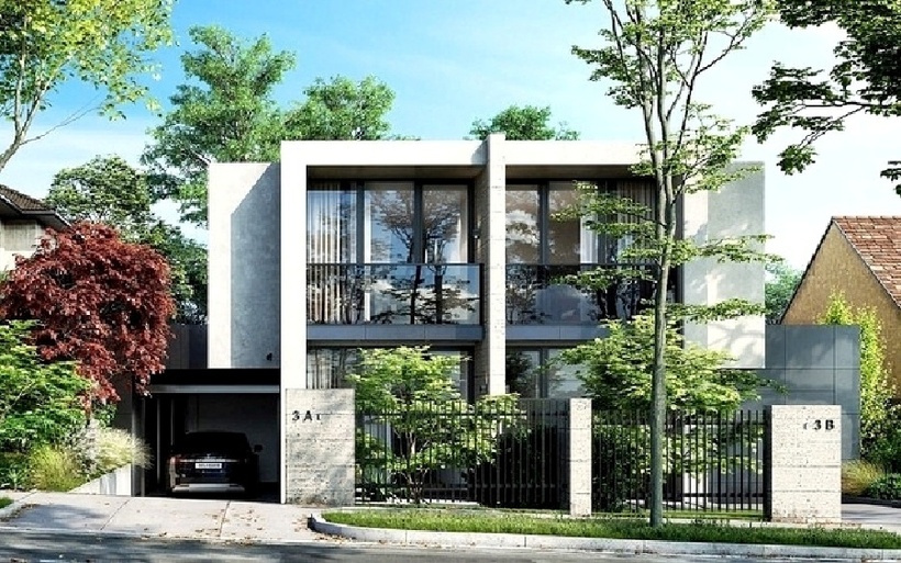 Mẫu biệt thự song lập 2 tầng thích hợp xây dựng ở khu vực thành thị. Mặc dù diện tích không quá lớn nhưng đầy đủ tiện nghi. (Ảnh: Vinavic)