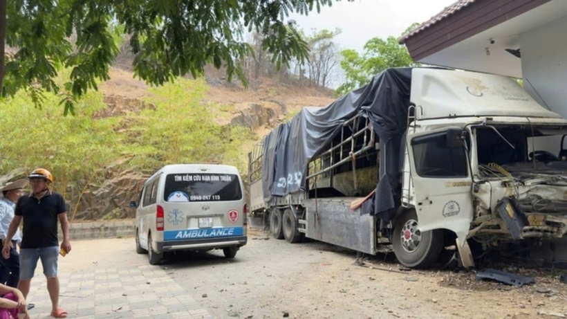 Chiếc xe tải bị nạn. (Ảnh: VTC News)