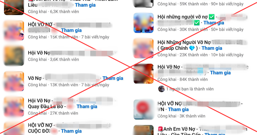 Nhiều hội nhóm “vỡ nợ, làm liều” hoạt động trên Facebook.
