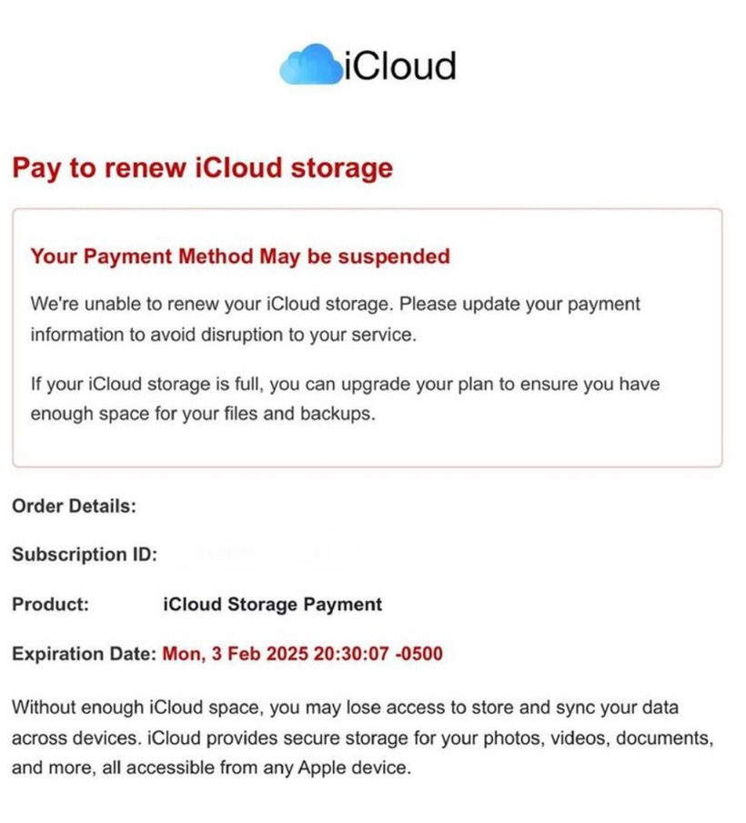 Tin nhắn iCloud giả mạo