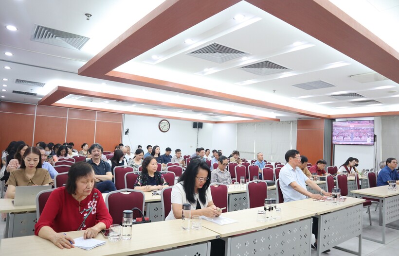 Các đại biểu tham dự trực tuyến tại điểm cầu Đảng ủy Trung ương Hội Luật gia Việt Nam.