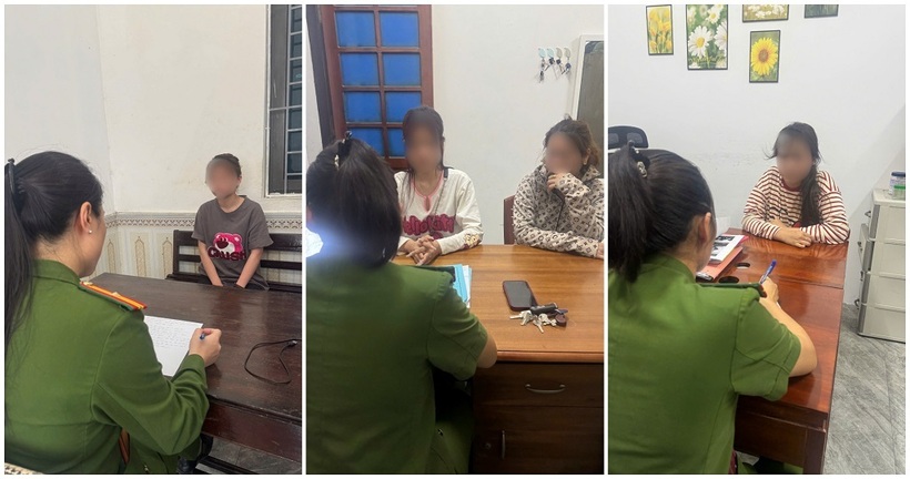 Công an phường Thành Vinh làm việc với những người liên quan. Ảnh: Công an Nghệ An