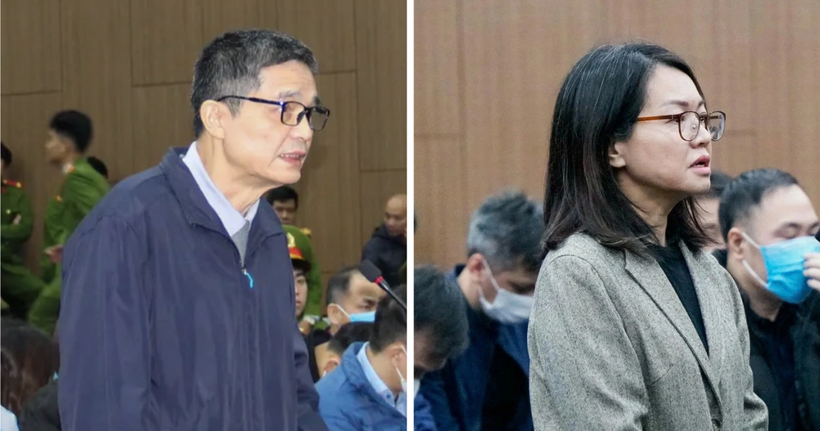 Ông Nguyễn Thanh Phong và bà Trần Việt Nga tại phiên tòa sơ thẩm. (Ảnh: Phùng Nam)