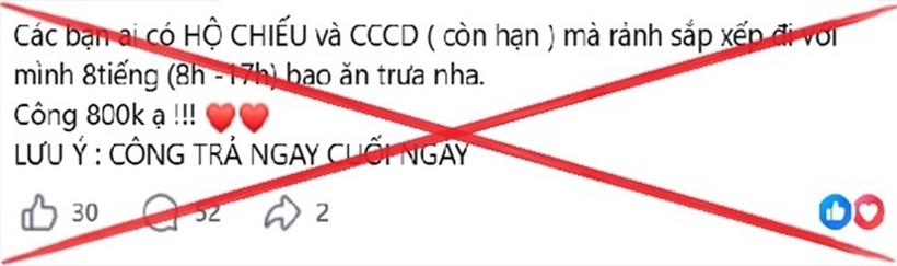 Thông tin thuê người đi mua ngoại tệ được đăng tải trên mạng xã hội. Ảnh: Công an Tp.Hà Nội.