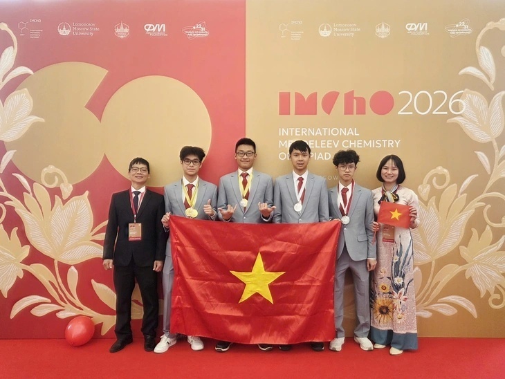 Đội tuyển Việt Nam dự thi Olympic Hóa học Quốc tế Mendeleev 2026. Ảnh: Bộ GD&ĐT