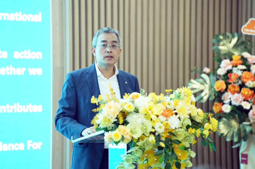 Chủ tịch HĐQT Vietnam Airlines - ông Đặng Ngọc Hoà phát biểu khai mạc Lễ ra mắt “Liên minh Xanh – Phát triển bền vững"