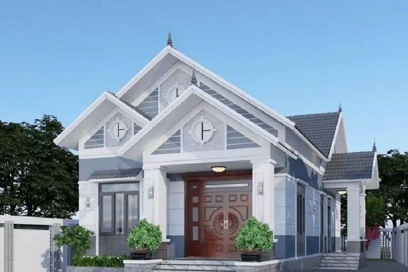 Mẫu nhà cấp 4 chữ L 3 phòng ngủ mái Thái ngủ đầy đủ tiện nghi.