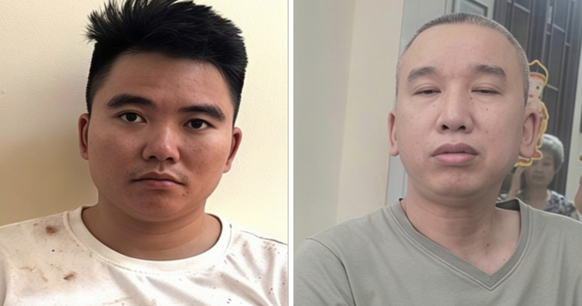 Nguyễn Văn Toàn (bên trái) và Đỗ Thế Hùng tại cơ quan Công an. (Ảnh: Công an Lạng Sơn)