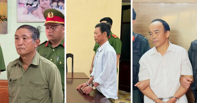 Các đối tượng tại cơ quan công an. (Ảnh: Công an Lào Cai)