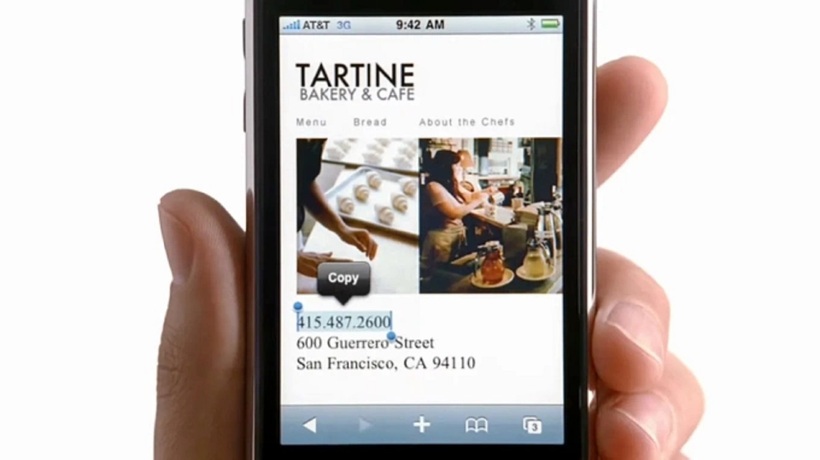 Tính năng copy trên iPhone 3GS. Ảnh:&nbsp;Apple