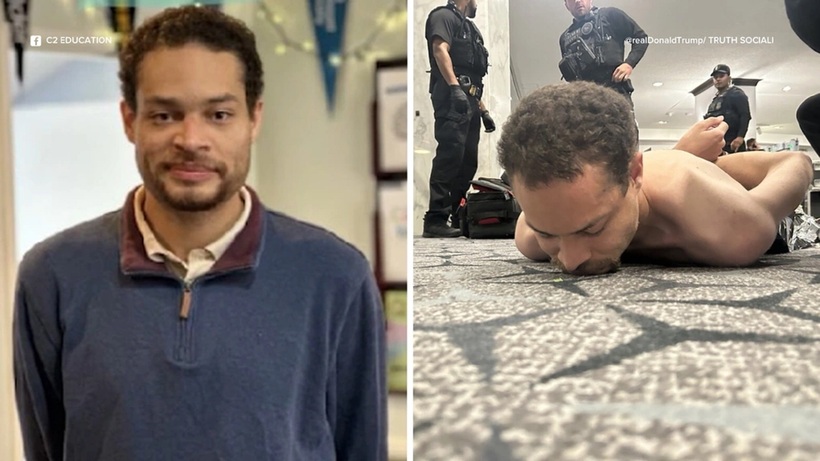 Nghi phạm Cole Allen trước và sau khi bị bắt (Ảnh: ABC)