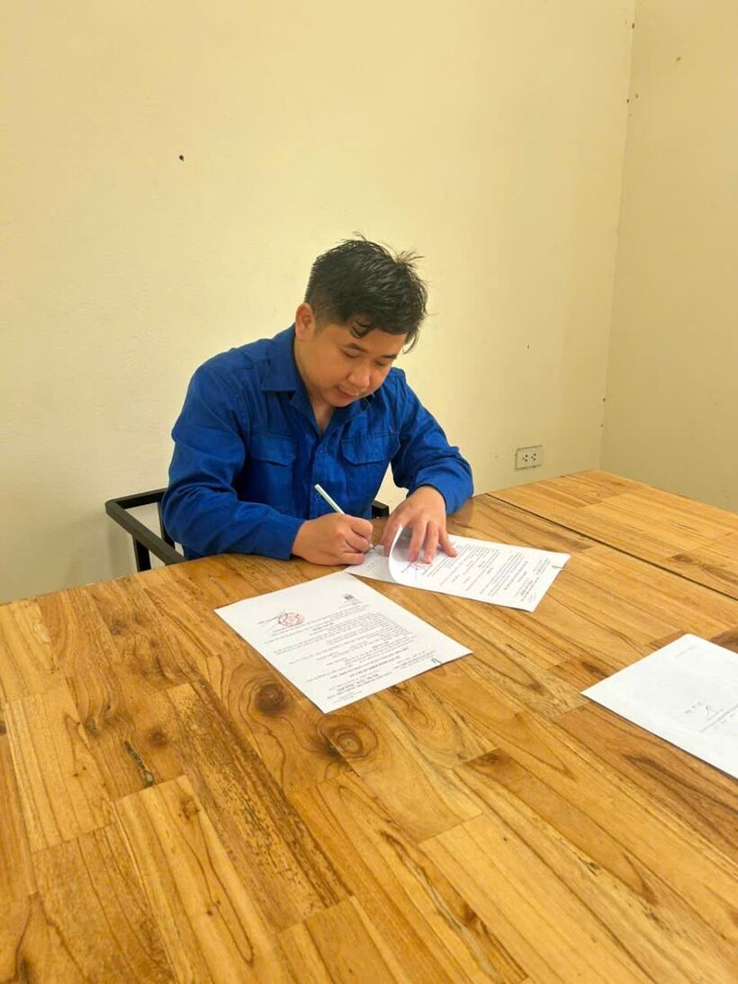 Đối tượng Hà Văn Hiếu tại cơ quan Công an. Ảnh: Công an Phú Thọ