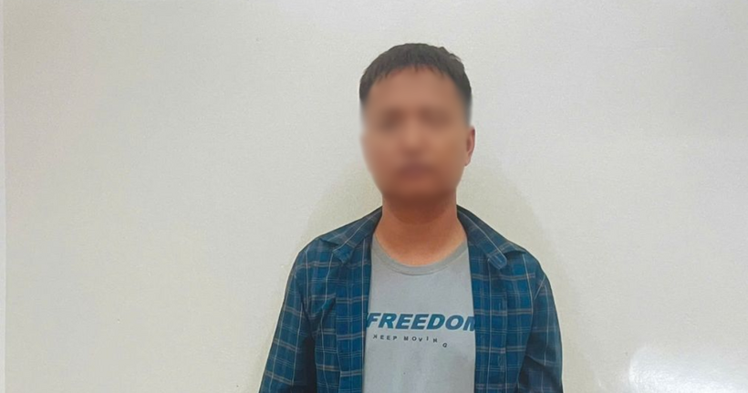 Phạm Văn Cường tại cơ quan công an.