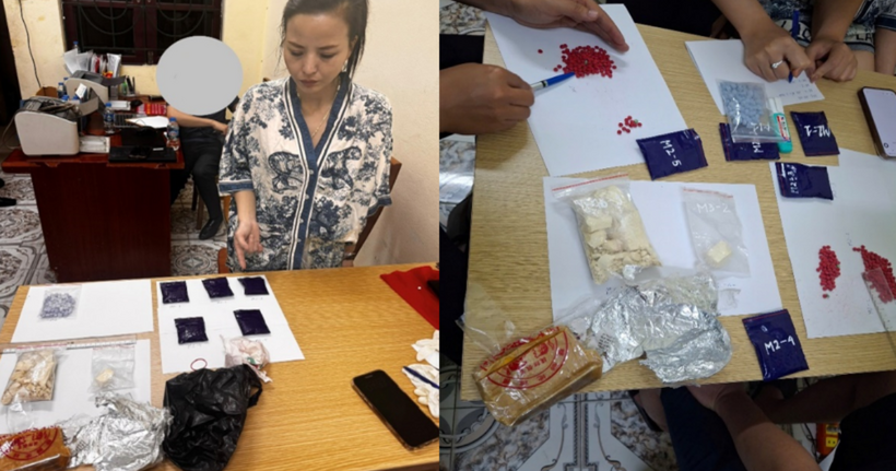 Đối tượng Nguyễn Hoàng Anh cùng số ma tuý bị thu giữ.