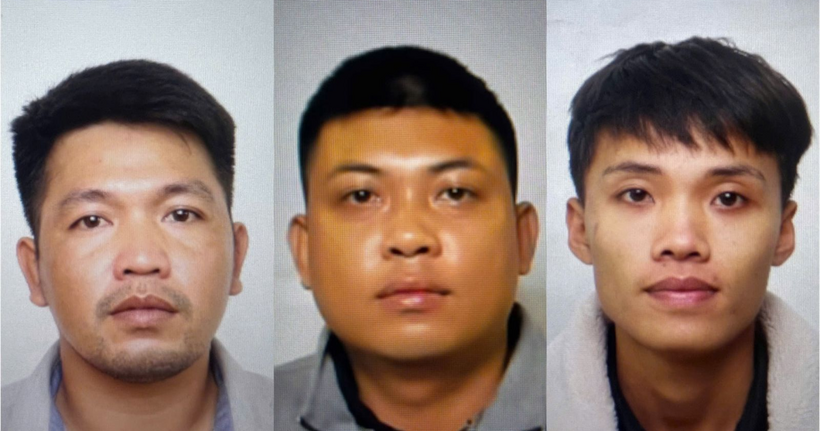 Nhóm đối tượng tại cơ quan công an. (Ảnh: Công an Ninh Bình)