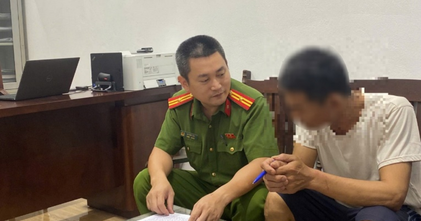 N.V.Q tại cơ quan Công an. (Ảnh: Công an Hà Nội)