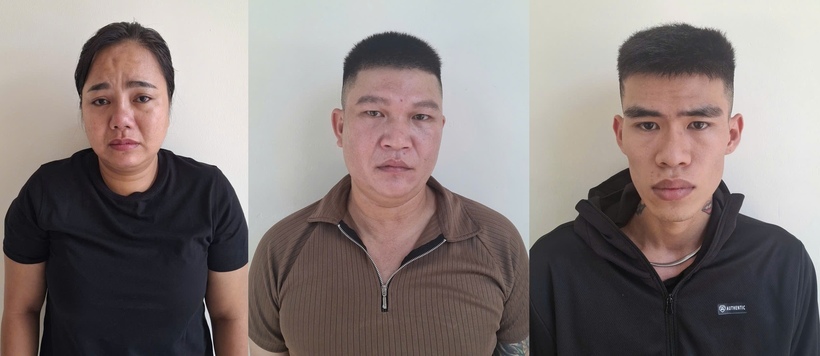 3 đối tượng Nguyễn Thị Diệp, Trương Đình Hiếu và Đặng Quang Hậu (từ trái qua).