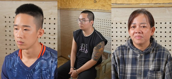 Các đối tượng có vai trò quan trọng trong đường dây lừa đảo, chiếm đoạt tài sản trên không gian mạng với nhiều thủ đoạn tinh vi. (Ảnh: Công an tỉnh Quảng Trị)