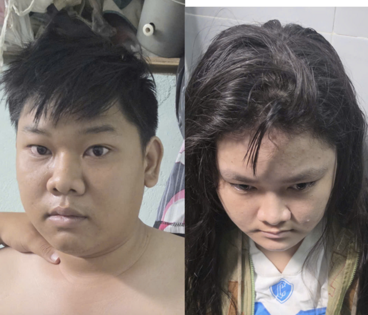 Huỳnh Đức Hùng và Lê Thị Ngọc lúc bị bắt. (Ảnh: PC02)