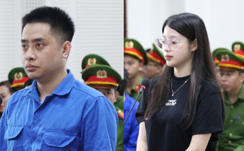 Bị cáo Bùi Đình Khánh và Triệu Nguyễn Hoài Thương. (Ảnh: Dân trí)