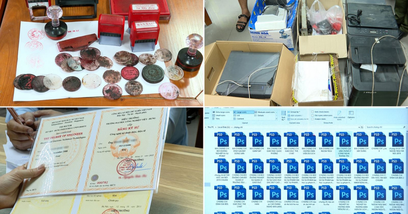 Công cụ, phương tiện của các đối tượng sử dụng để làm giấy tờ giả.