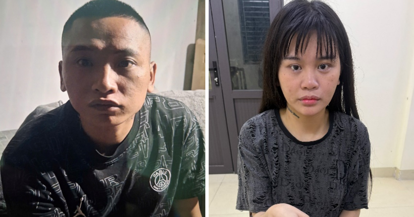 Đối tượng Vi Thị Hằng và đối tượng Nguyễn Thế Sâm. (Ảnh: Công an Hưng Yên)