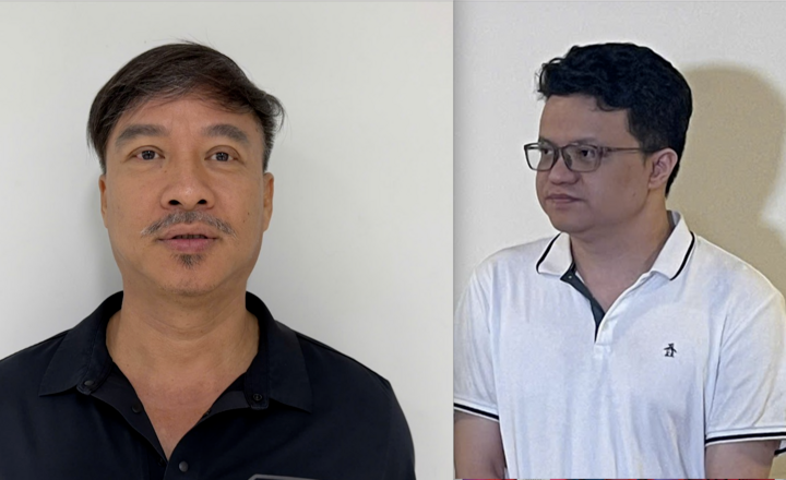 Bị can Diệp Văn Lập và Nguyễn Hải Bình. Ảnh: VTC News