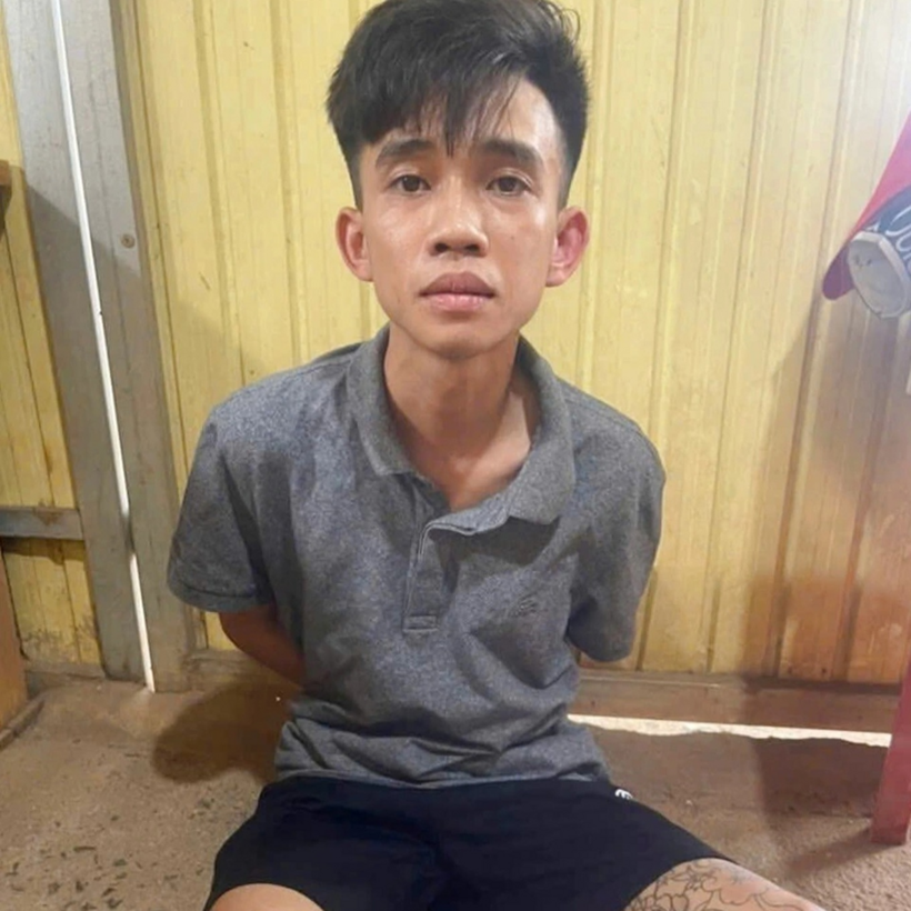 Đối tượng Nguyễn Ngọc Chúc bị bắt giữ sau khi giật dây chuyền vàng của một phụ nữ ở Gia Lai. (Ảnh: Công an tỉnh Gia Lai)