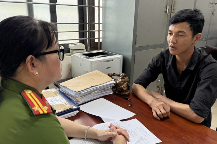 Đối tượng Hoàng Văn Thương tại cơ quan điều tra. (Ảnh: Dân trí)