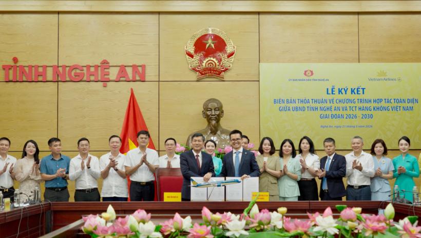 Vietnam Airlines và UBND tỉnh Nghệ An vừa ký kết Thỏa thuận hợp tác toàn diện giai đoạn 2026-2030.
