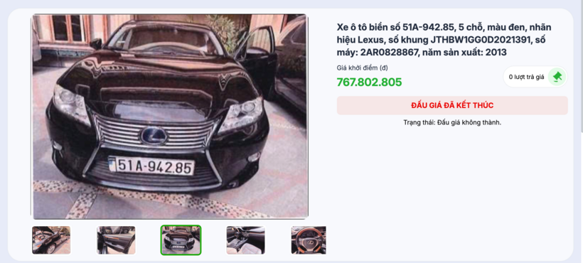 Chiếc Lexus đấu giá không thành. Ảnh: Người lao động