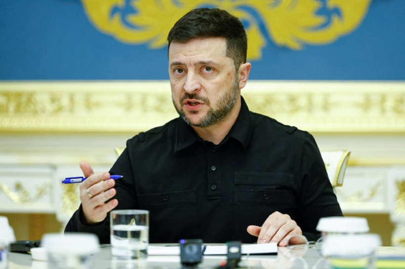 Tổng thống Ukraine Volodymyr Zelensky trong một buổi gặp gỡ giới truyền thông tại Kyiv.&nbsp; Ảnh: Reuters
