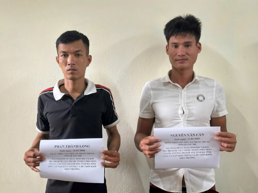 Hai đối tượng gây tai nạn bỏ trốn tại cơ quan Công an. Ảnh: Công an tỉnh&nbsp;Hà Tĩnh