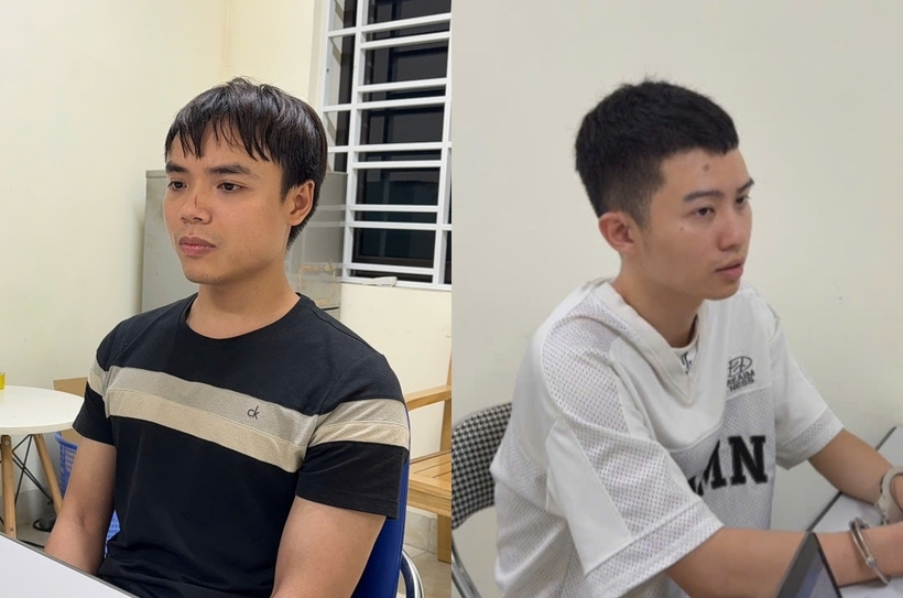 Đối tượng Trương Minh Trí và đối tượng Đoàn Đức Mạnh (phải). Ảnh: Công an tỉnh Lào Cai