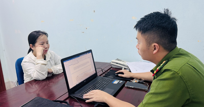 Cơ quan Cảnh sát điều tra lấy lời khai đối với Vũ Thị Mận.