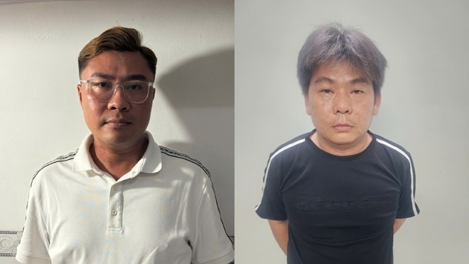 Nguyễn Phước Tiền (trái) và Lê Ngọc Đức bị khởi tố để điều tra về hành vi “Lừa đảo chiếm đoạt tài sản”. Ảnh: CACC