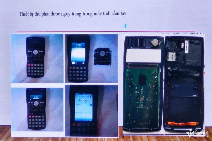 Cảnh báo của Phòng Kỹ thuật nghiệp vụ (PA06), Công an TP Hà Nội về các thiết bị công nghệ cao được ngụy trang trong các vật dụng phục vụ gian lận thi cử. Ảnh:&nbsp;Thanh Hùng